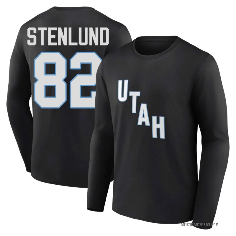 Kevin Stenlund Men's Black Utah Hockey Club Stack Long Sleeve T-Shirt