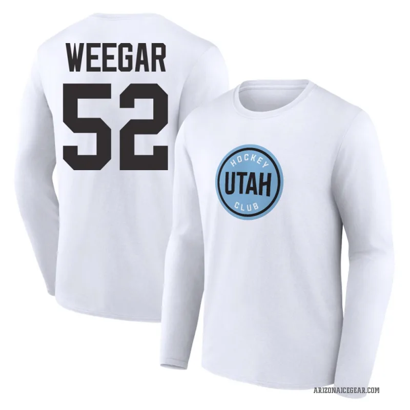 MacKenzie Weegar Men's White Utah Mammoth Long Sleeve T-Shirt