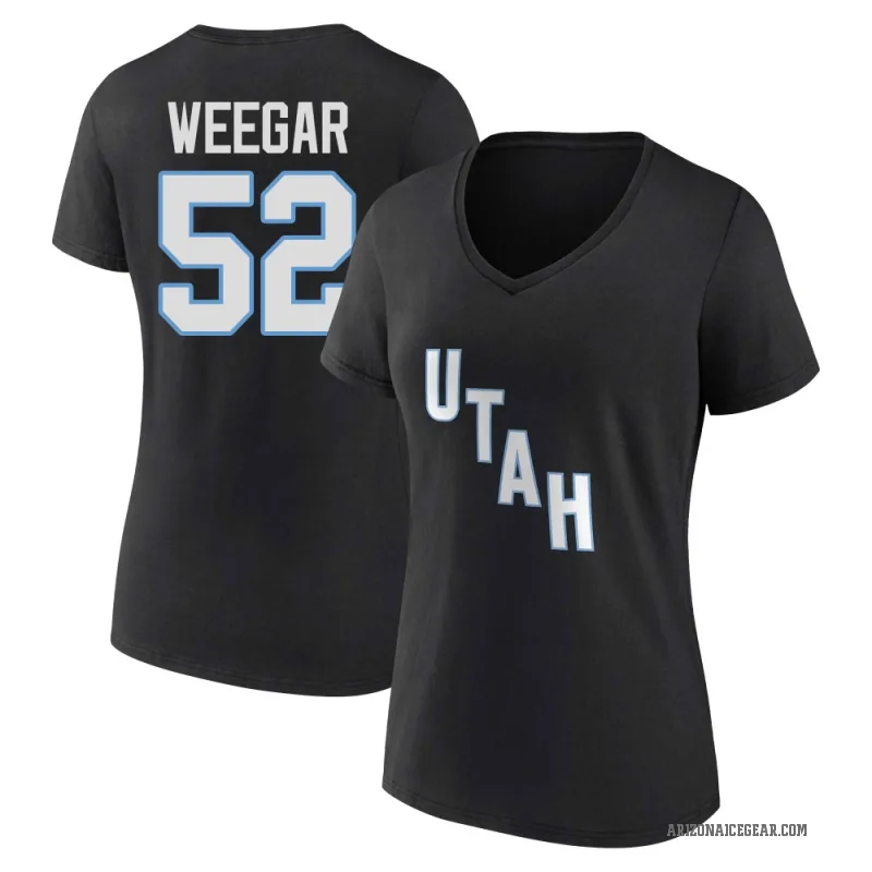 MacKenzie Weegar Women's Black Utah Mammoth Stack T-Shirt
