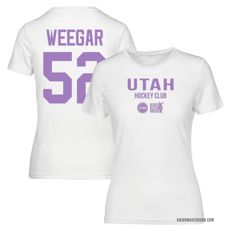 MacKenzie Weegar Women's White Utah Mammoth Hockey Fights Cancer T-Shirt