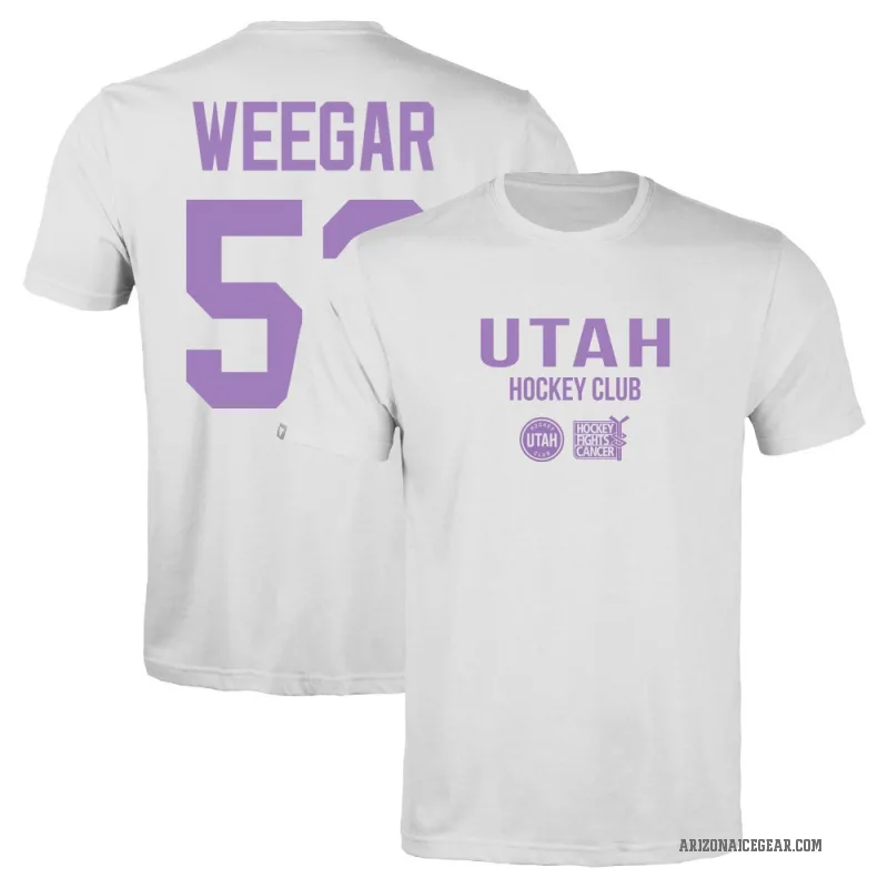 MacKenzie Weegar Youth White Utah Mammoth Hockey Fights Cancer T-Shirt