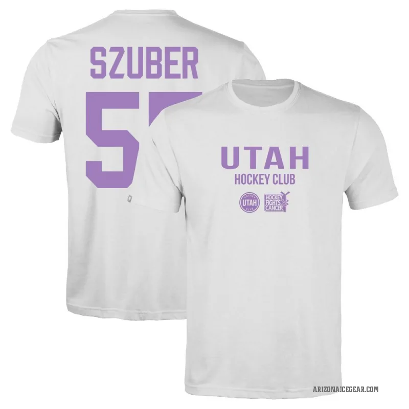 Maksymilian Szuber Youth White Utah Mammoth Hockey Fights Cancer T-Shirt