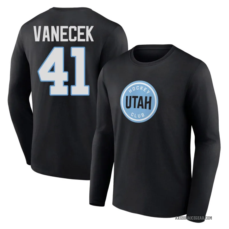 Vitek Vanecek Men's Black Utah Mammoth Long Sleeve T-Shirt