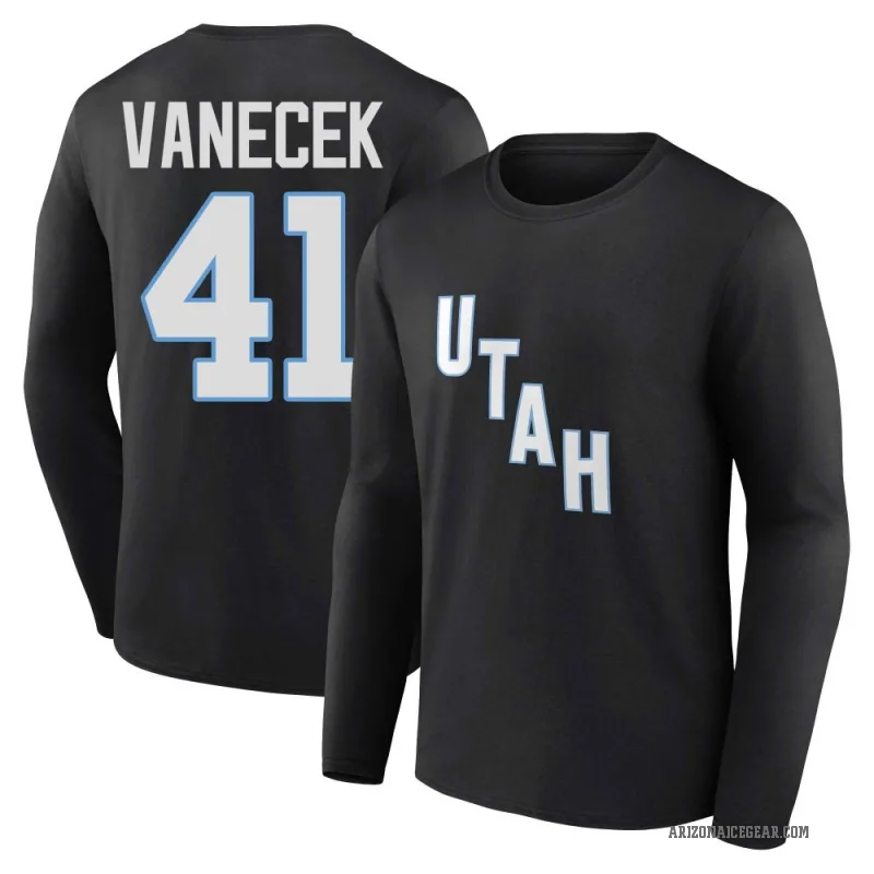 Vitek Vanecek Men's Black Utah Mammoth Stack Long Sleeve T-Shirt