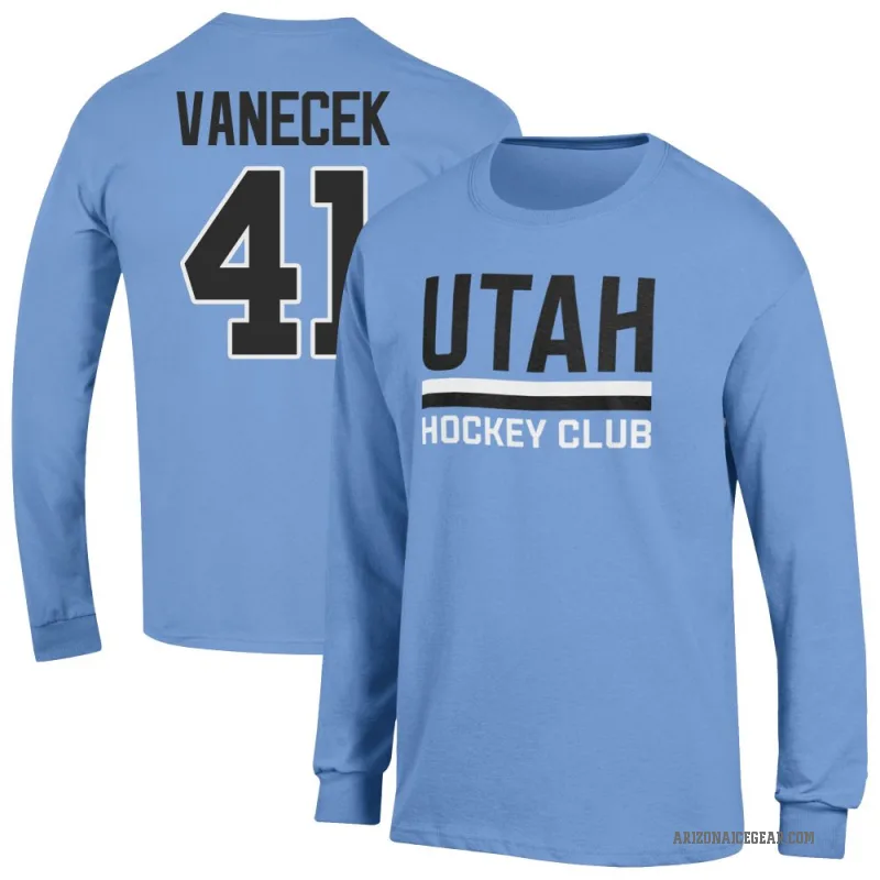 Vitek Vanecek Men's Blue Utah Mammoth Long Sleeve T-Shirt