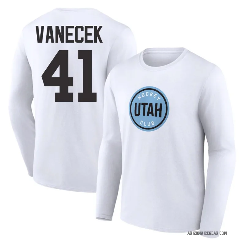 Vitek Vanecek Men's White Utah Mammoth Long Sleeve T-Shirt