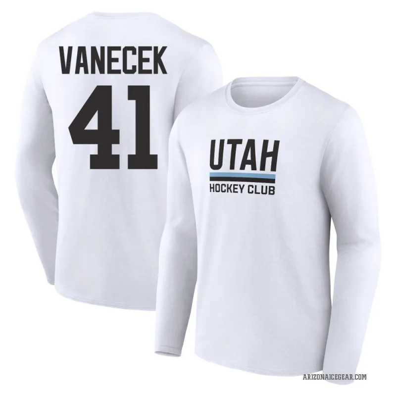 Vitek Vanecek Youth White Utah Mammoth Secondary Long Sleeve T-Shirt
